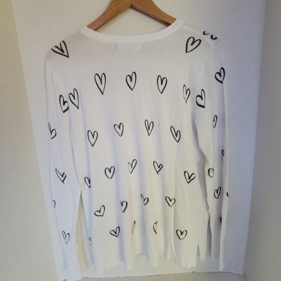Marled Reunited White Red Heart Graphic Sweater Pullover Valentine 💕❤️ M - Picture 3 of 12